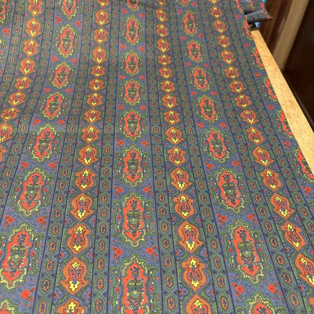 Vintage Fabric 1930s-60s Boho Stripes Rose Print Red Navy Gold 182L x 35W
